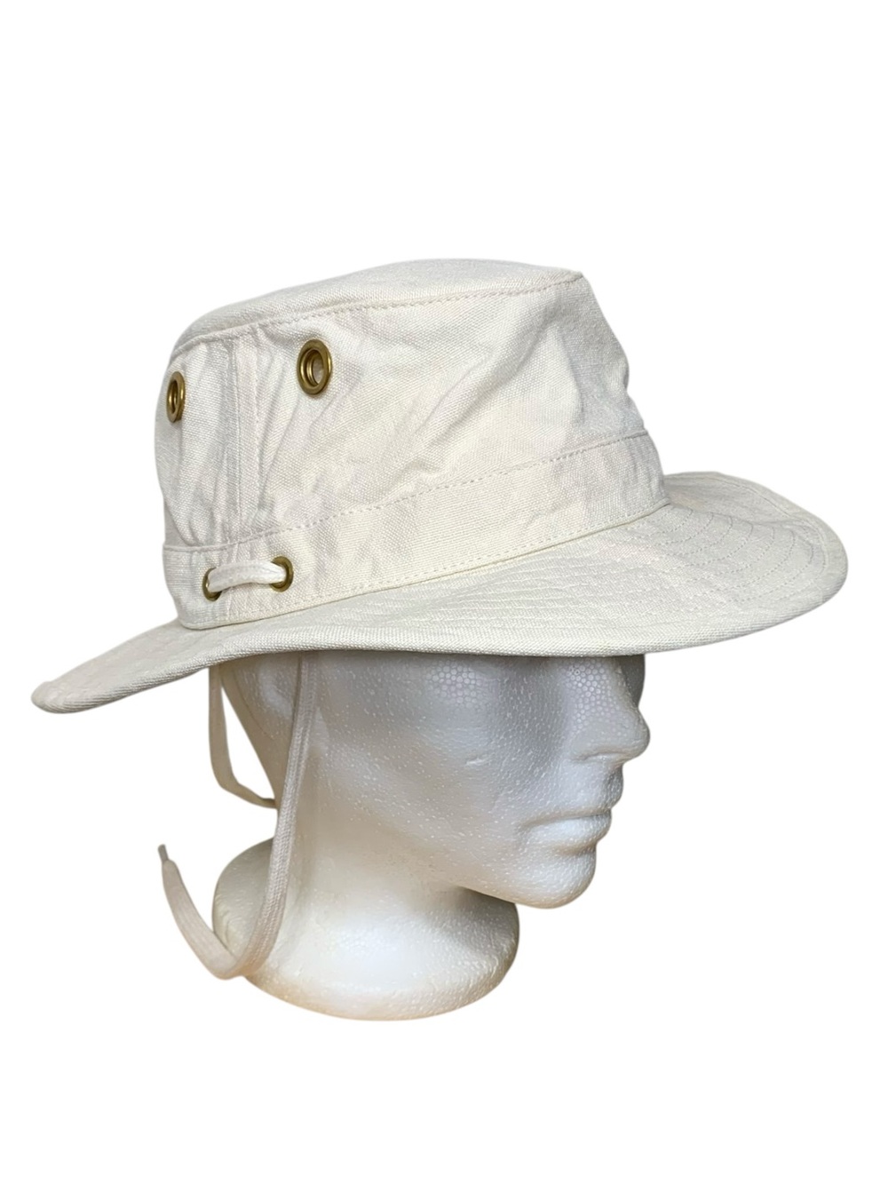 Tilley TH5 Cream Hemps Bucket Hat 6 7/8 Block UV Strap Outdoor Safari Travel